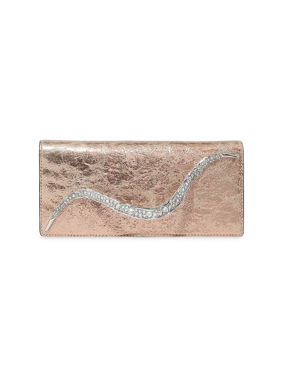 Women's Crystal Curve Satin Clutch - Crushed Rose Gold