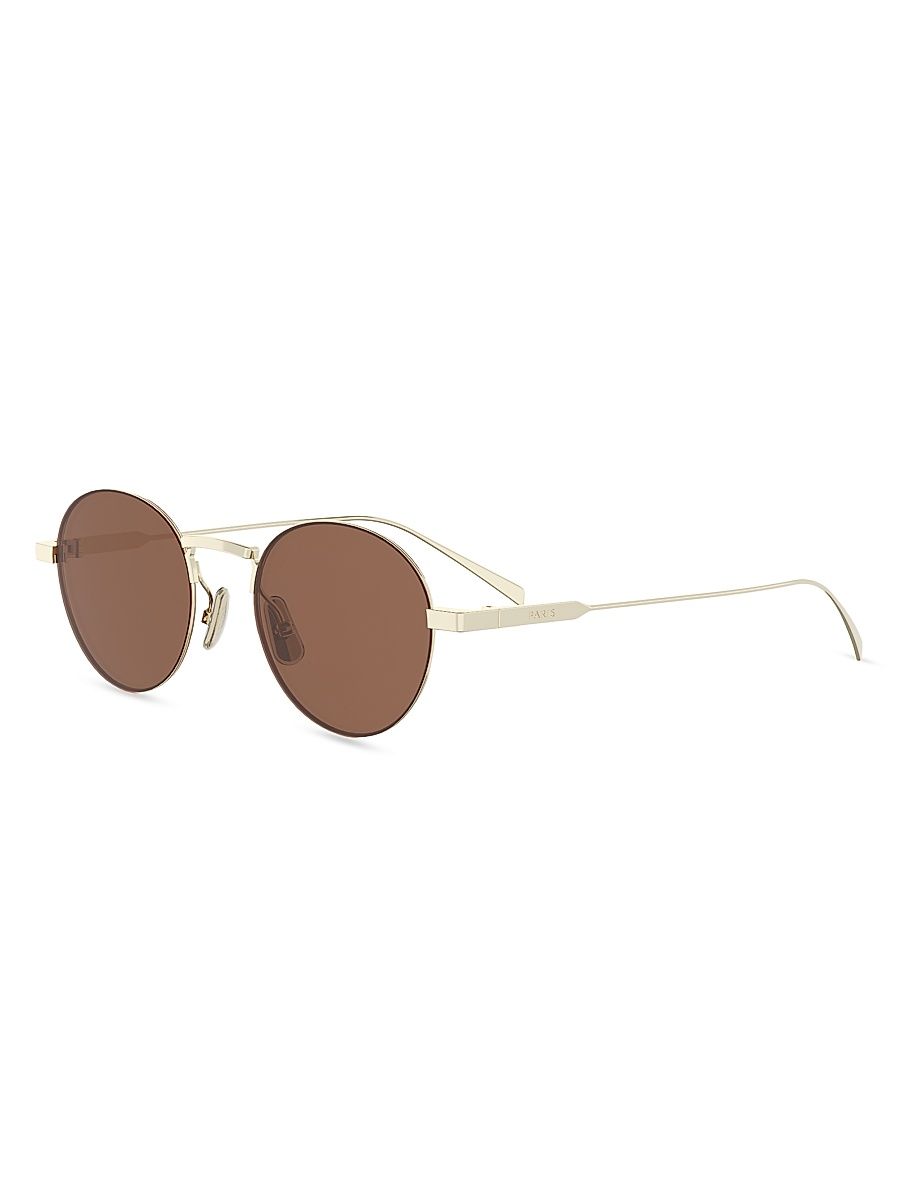 Women's 49MM Logo Round Sunglasses - Gold Brown