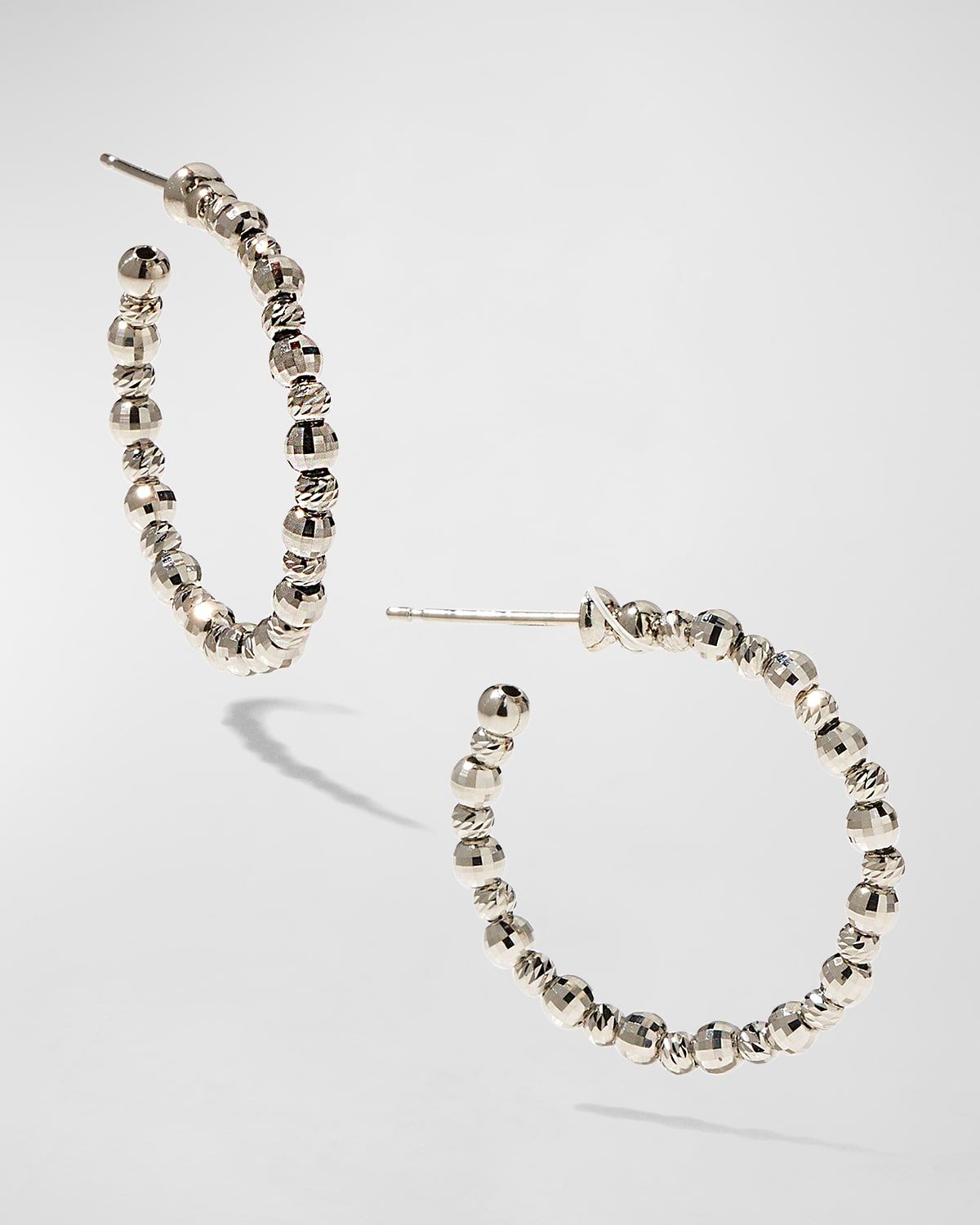 Platinum Small Hoop Earrings, 0.83"