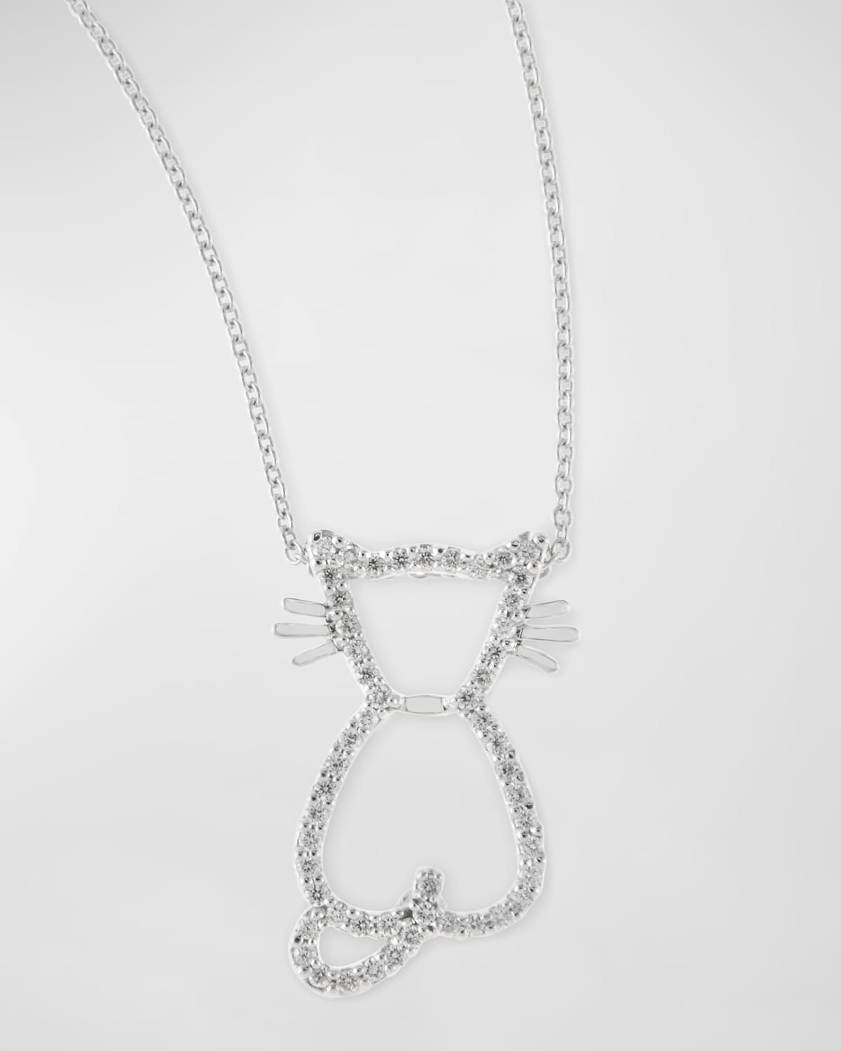 Pave Diamond Cat Pendant Necklace
