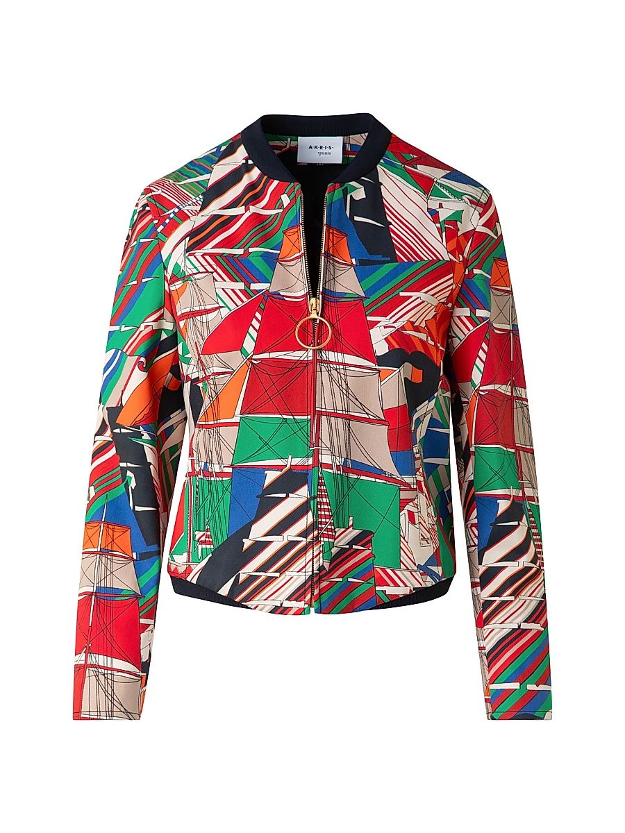 Women's Sail Print Bomber Jacket - Size 6