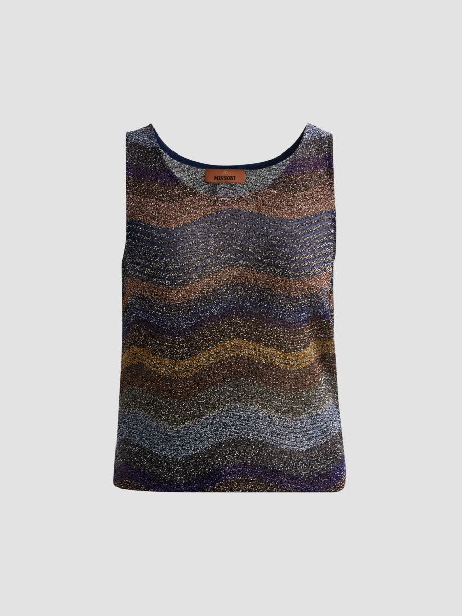 Missoni Women's Wave Lamé Knit Tank - Violet Gold Black - Size 10