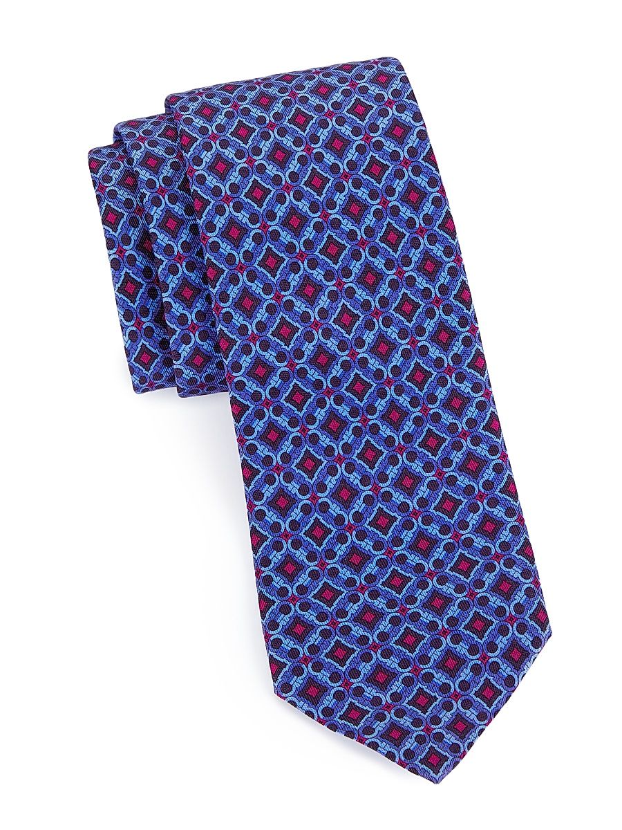 Men's Medallion Silk Tie - Blue