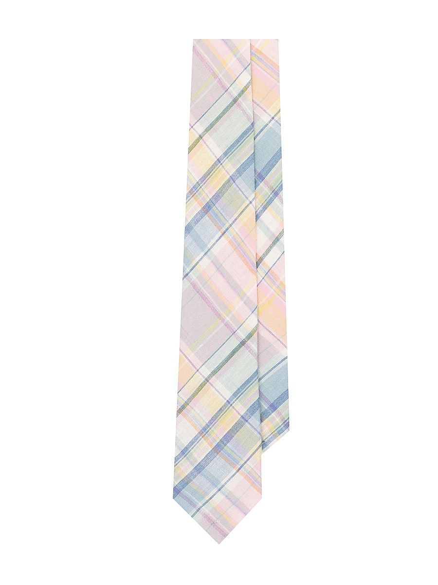 Men's Plaid Linen Tie - Pink Multi