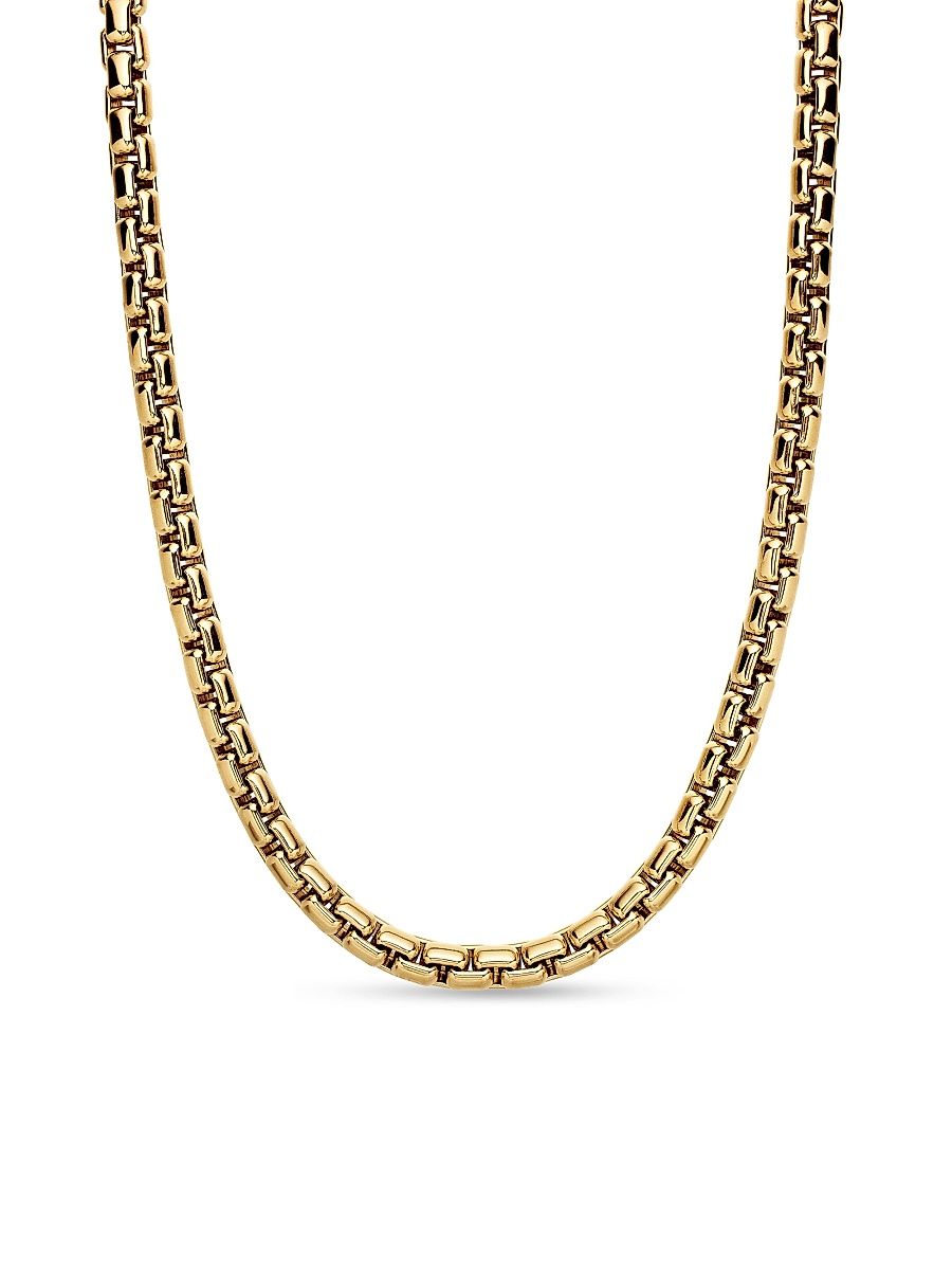 Men's Box Chain Necklace in 18K Yellow Gold, 7.5MM - Gold - Size 20