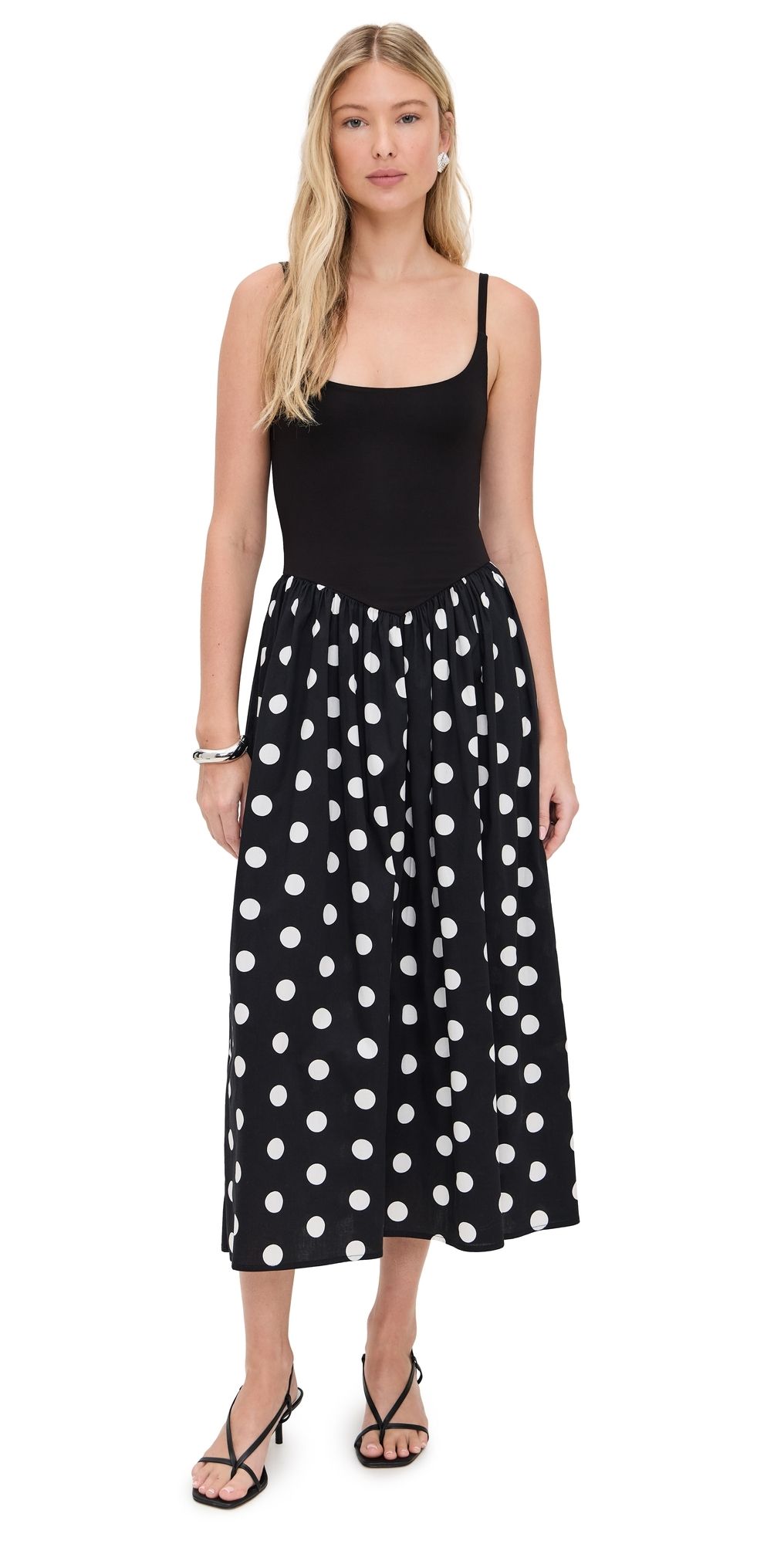 LE BOP Alix Mixed Fabric Tank Dress Heather Grey/Khaki XS