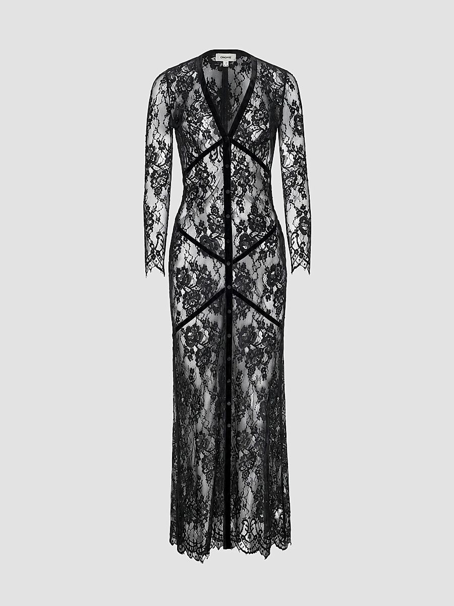 L'AGENCE Women's Poesy Lace Maxi Dress - Black - Size XL