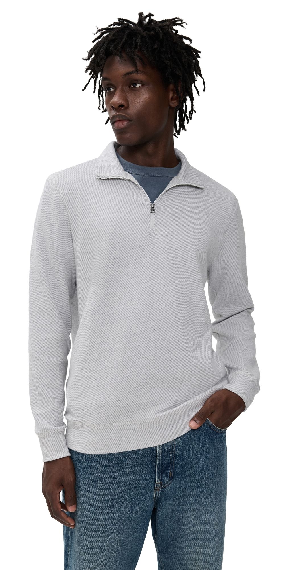 Faherty Legend Sweater Quarter Zip Light Heather Grey XL