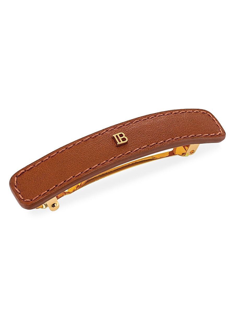 Women's Riviera Large Leather Barrette - Cognac
