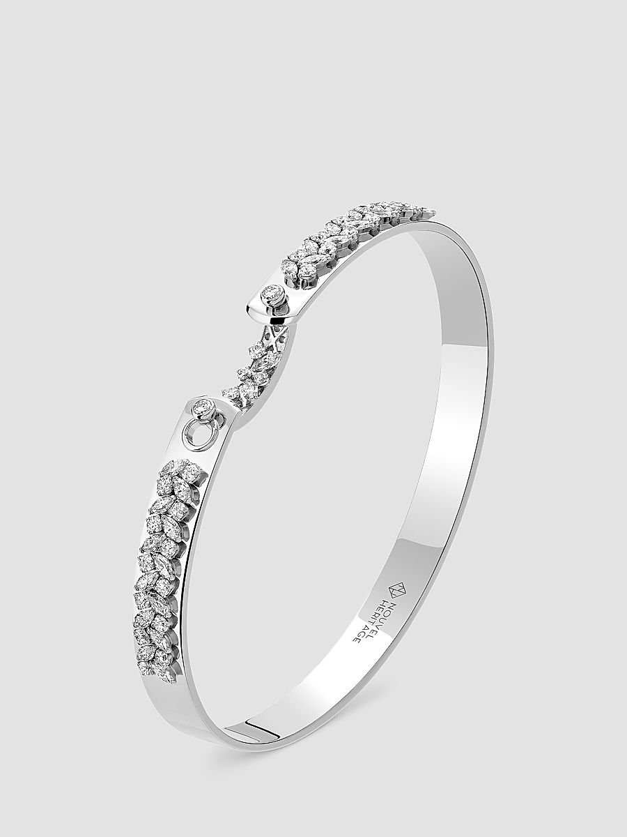 Women's Mood Soiree 18K White Gold & 1.43 TCW Diamond Bangle - White Gold - Size 7