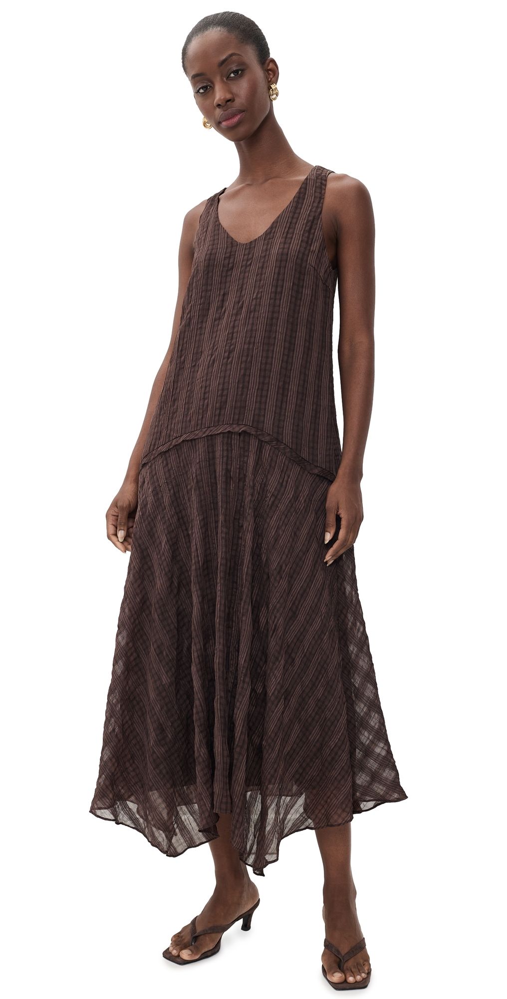 ASTR the Label Halo Dress Brown Plaid XL