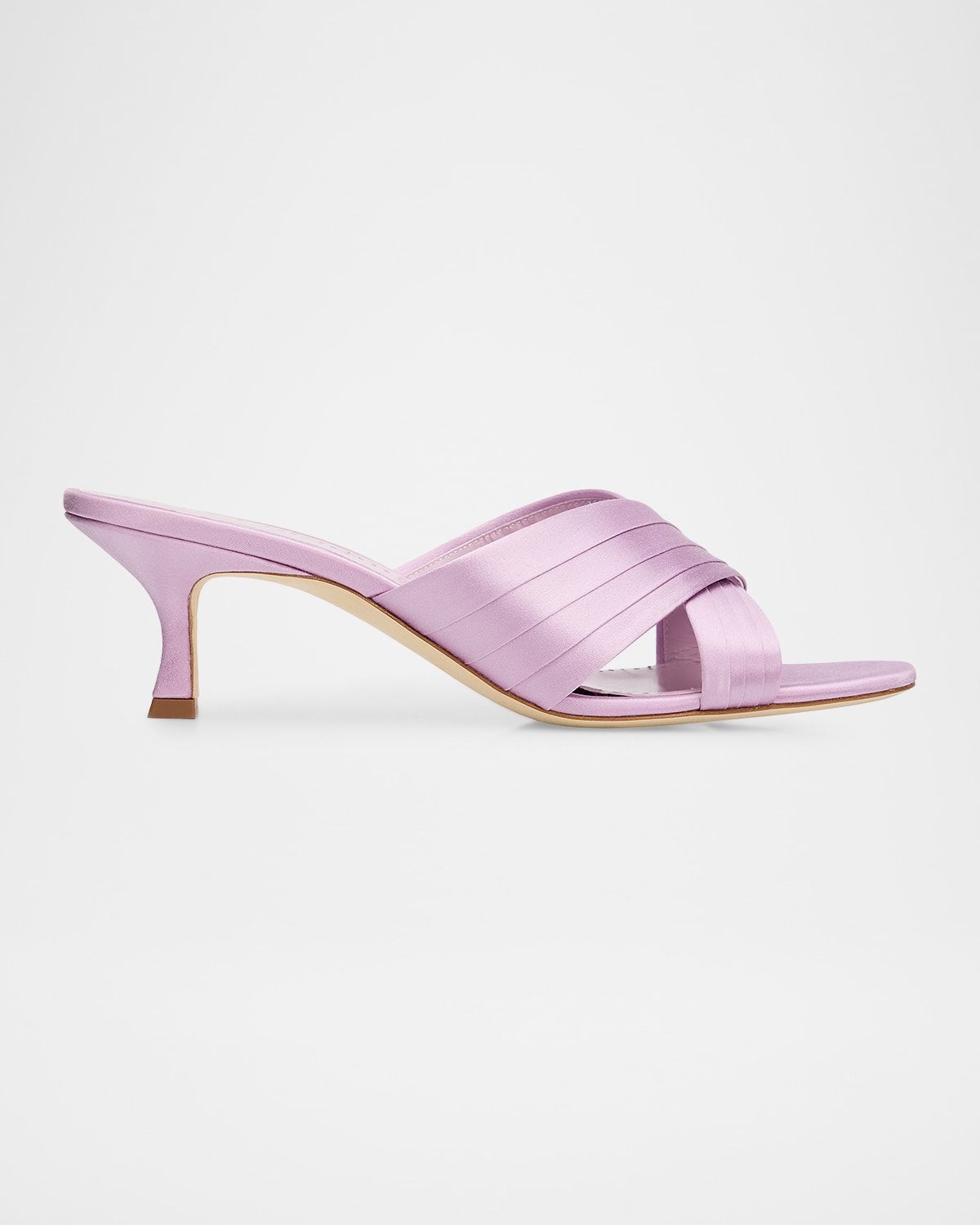 Vieramul Pleated Satin Kitten-Heel Mule Sandals