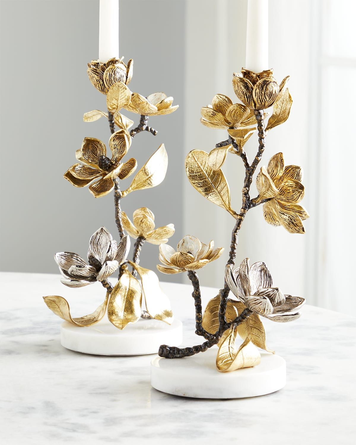 Vintage Bloom 12" Candleholders, Set of 2