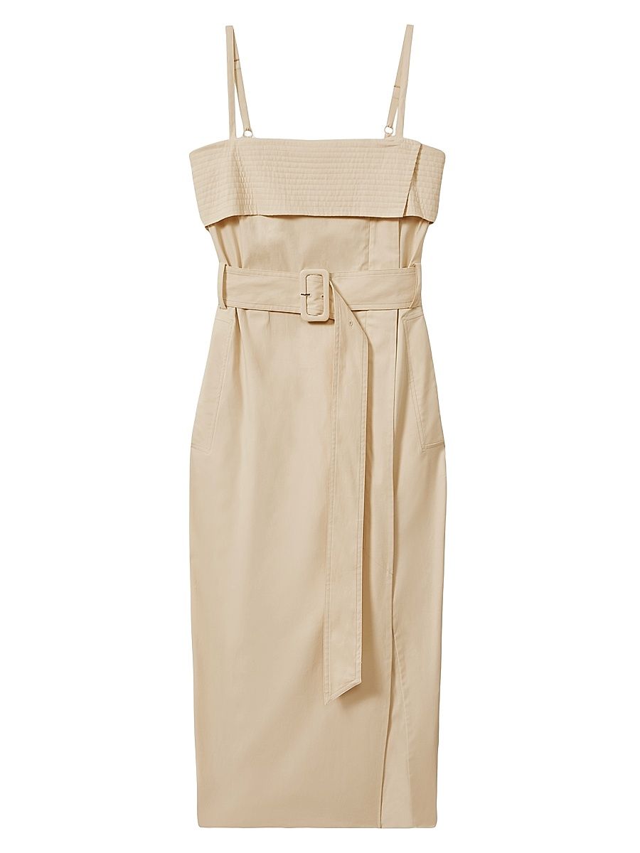 Women's Dhalia Twill Wrap Midi-Dress - Stone - Size 12