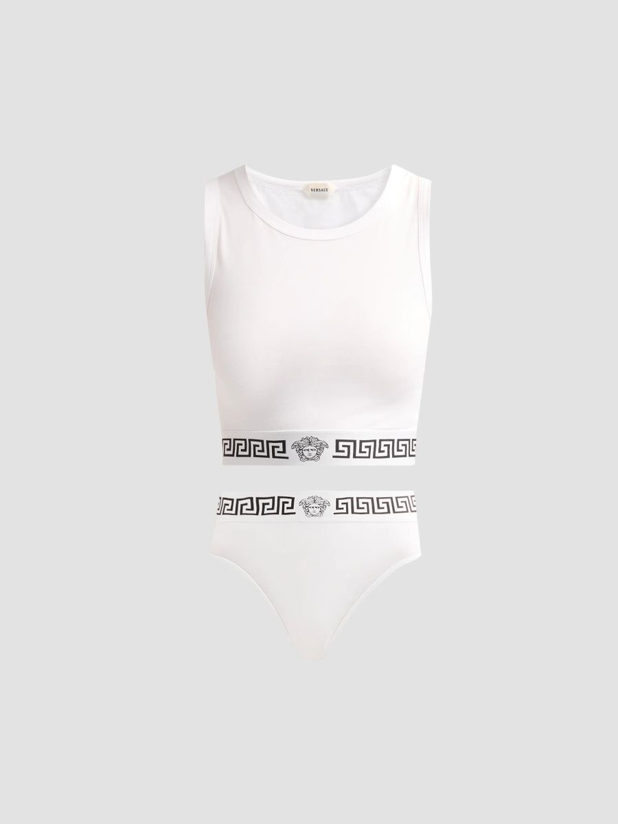 Versace Women's Jersey Sports Bra - White And Black - Size XL