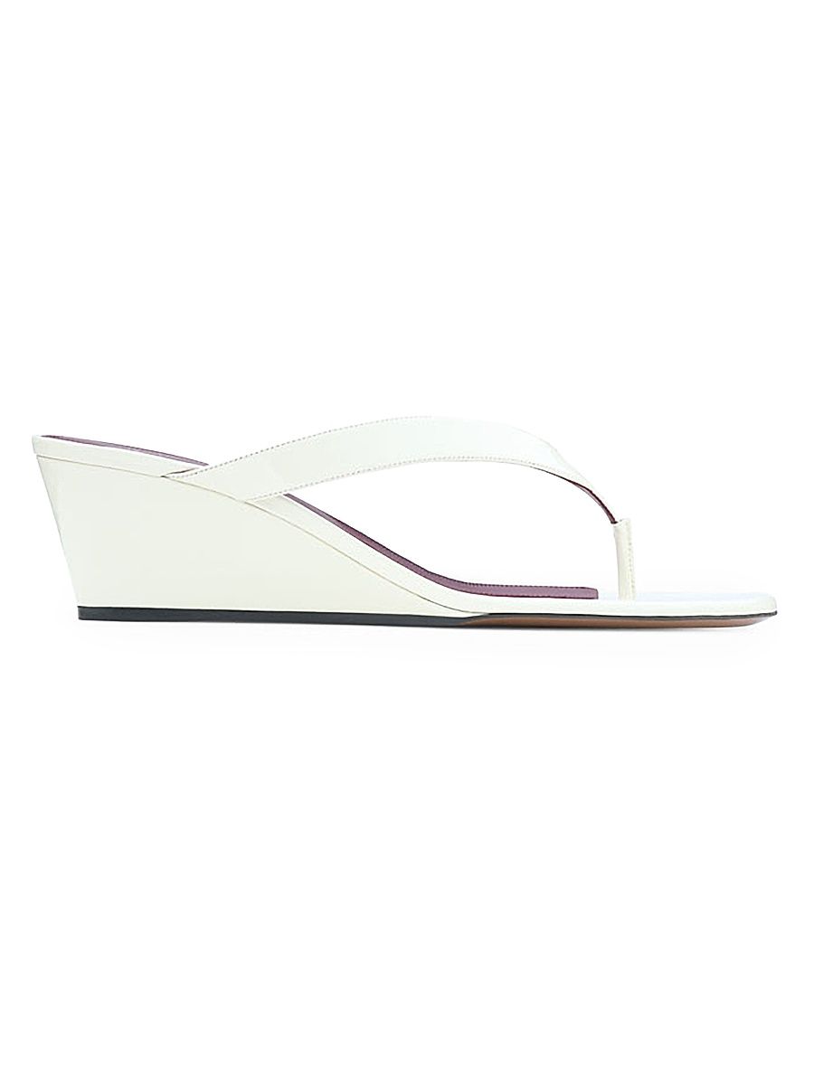 Women's Tercus 50MM Patent Leather Wedge Sandals - Cream - Size 11