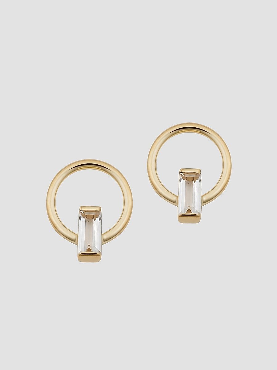 Women's 14K Yellow Solid Gold Bella Stud Earrings - Gold White