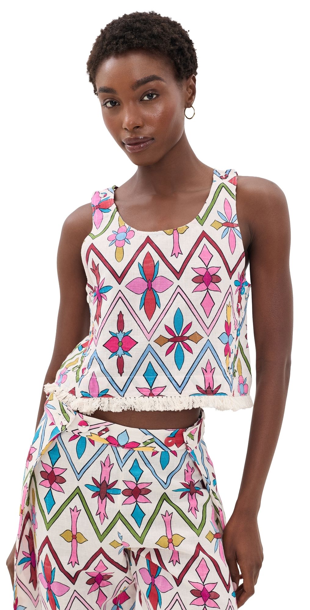 Coniglio Palm Beach Palmo Tank LATTICE FLORAL LOTUS FLOWER One Size