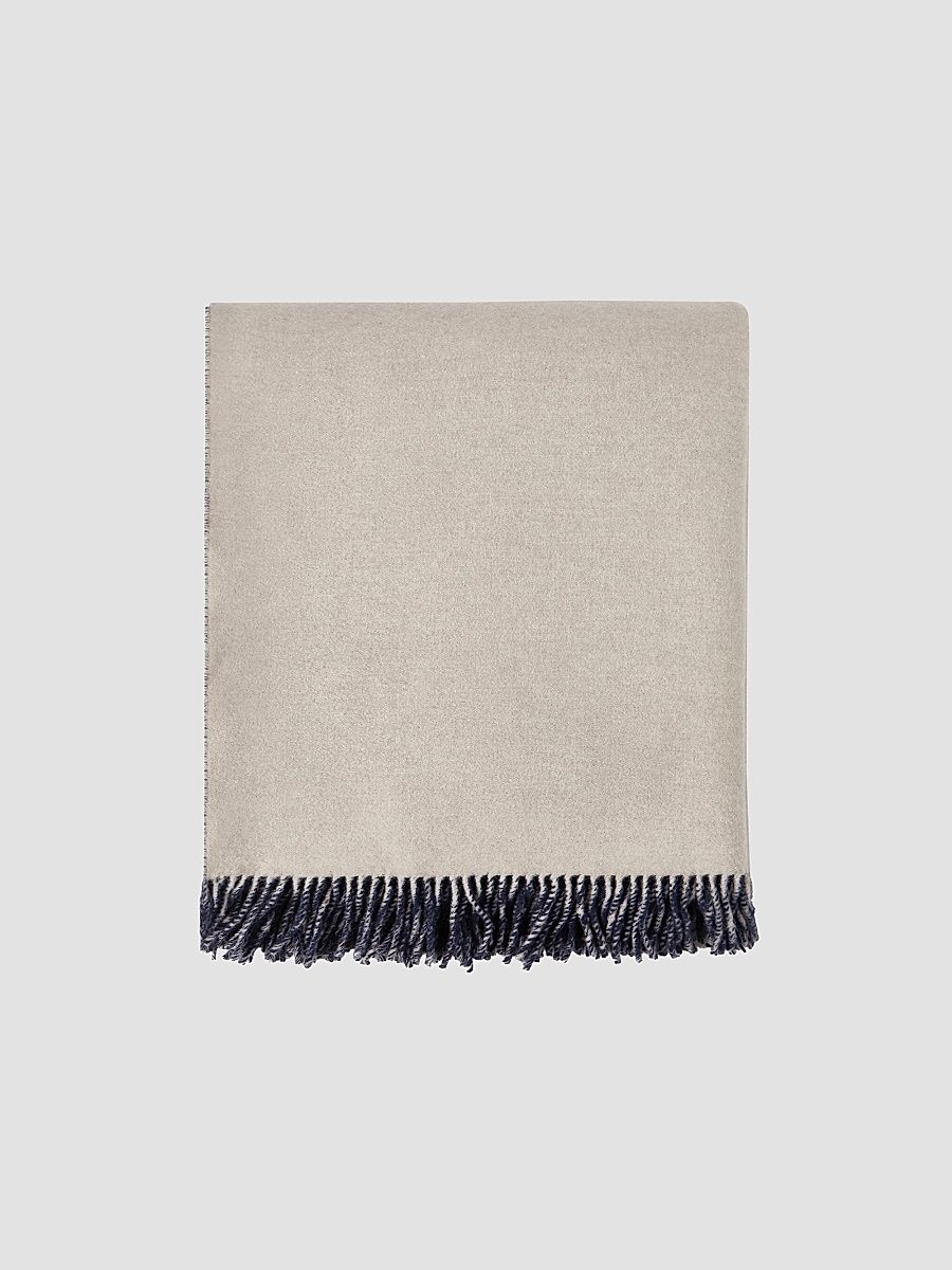 Brunello Cucinelli Two-Tone Cashmere Double Cloth Throw - Brown