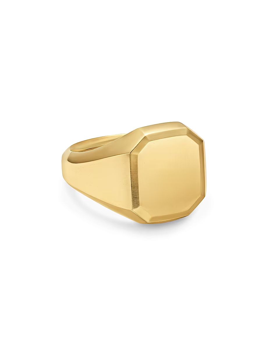 Men's Streamline Signet Ring in 18K Yellow Gold, 18MM - Gold - Size 13