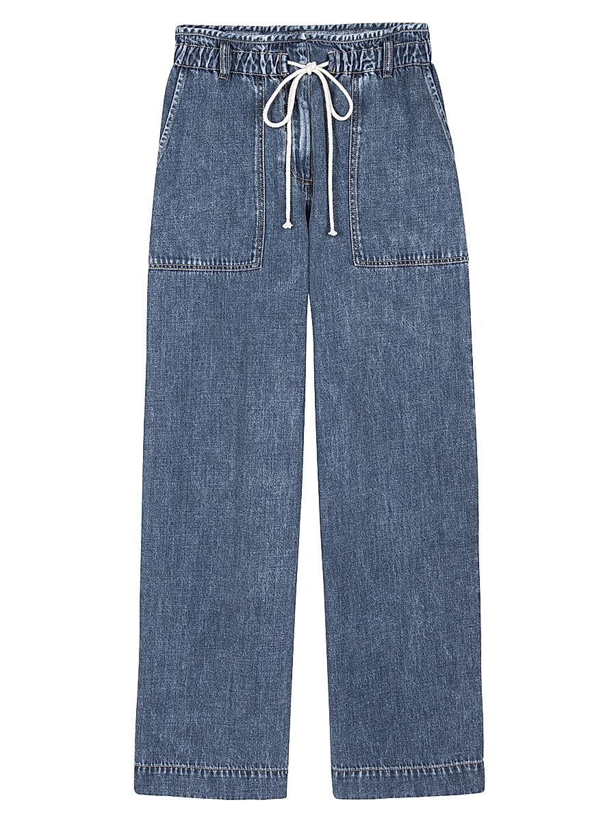 Women's Ryan Denim Drawstring Pants - Blue - Size Small