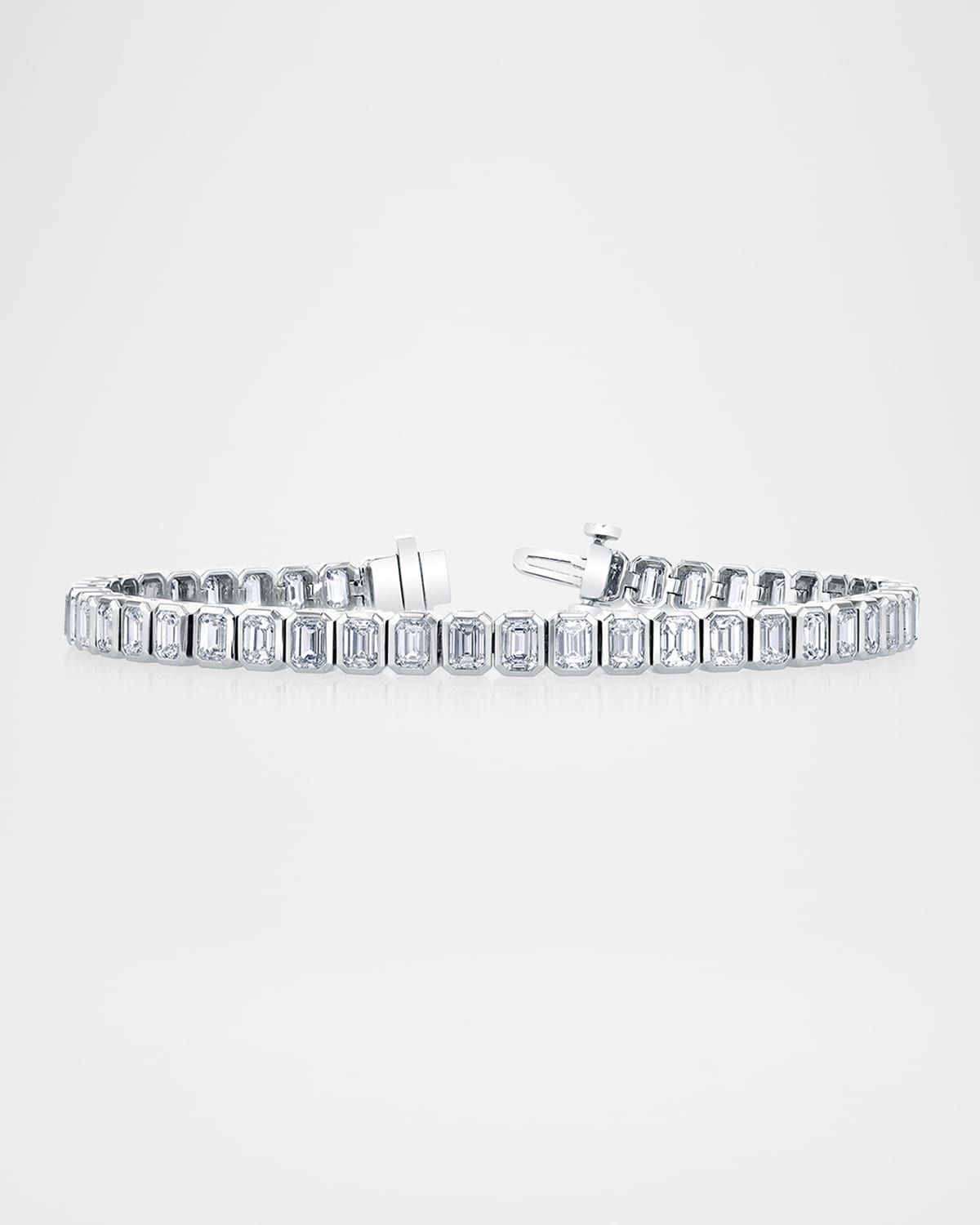 x Christina Adamo 18K Gold North-South Emerald-Cut Bezel Diamond Bracelet, 7"L, 15.60tcw