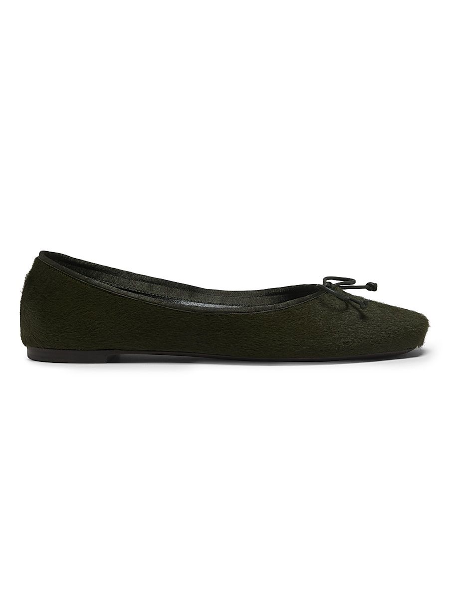 Women's Charlotte Calf Hair Ballerina Flats - Racing Green - Size 9.5