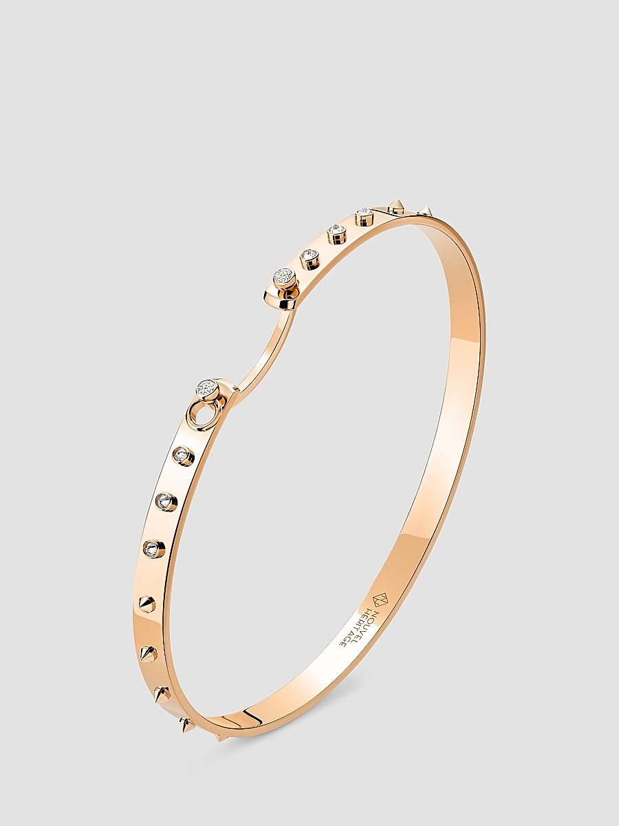 Women's Mood Brunch In NY 18K Rose Gold & 0.15 TCW Diamond Bangle - Rose Gold - Size 6.5