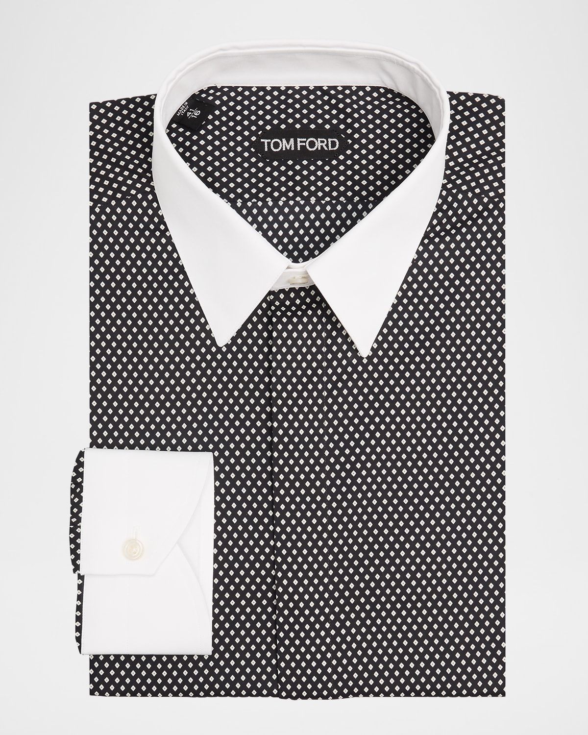Men & apos;s Cotton Diamond-Print Contrast Collar-Cuff Dress Shirt