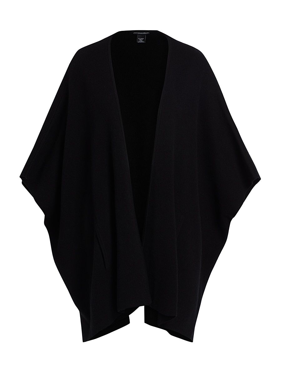 Women's Cashmere Double-Knit Cape - Black