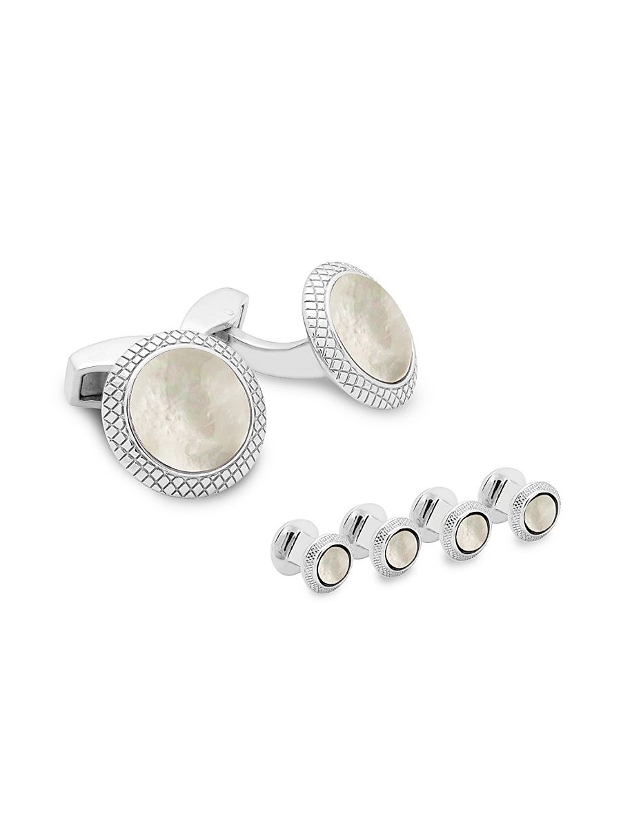 Men's Quartz 6-Piece Stud & Cufflink Set - White Quartz