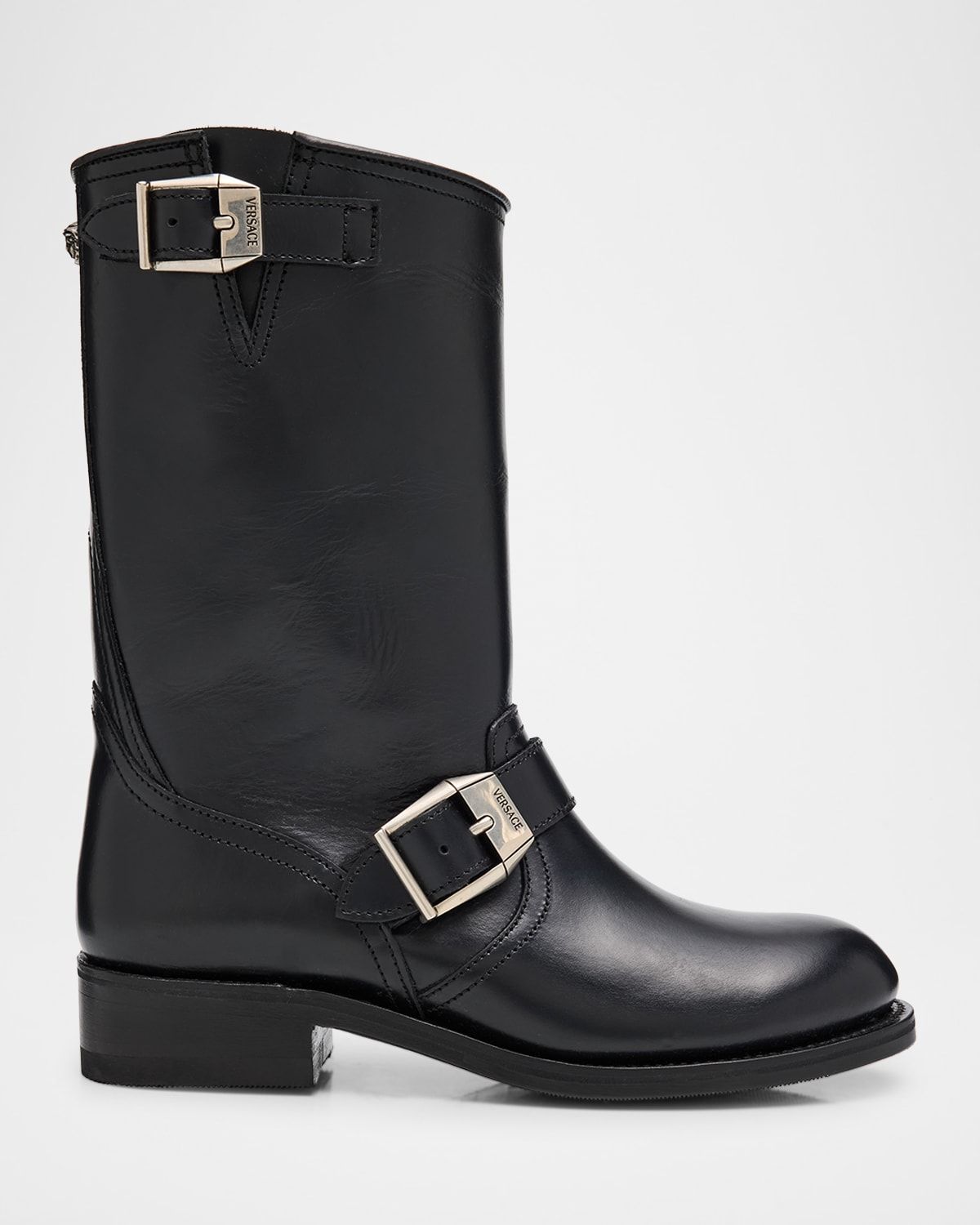 Calfskin Buckle Biker Boots