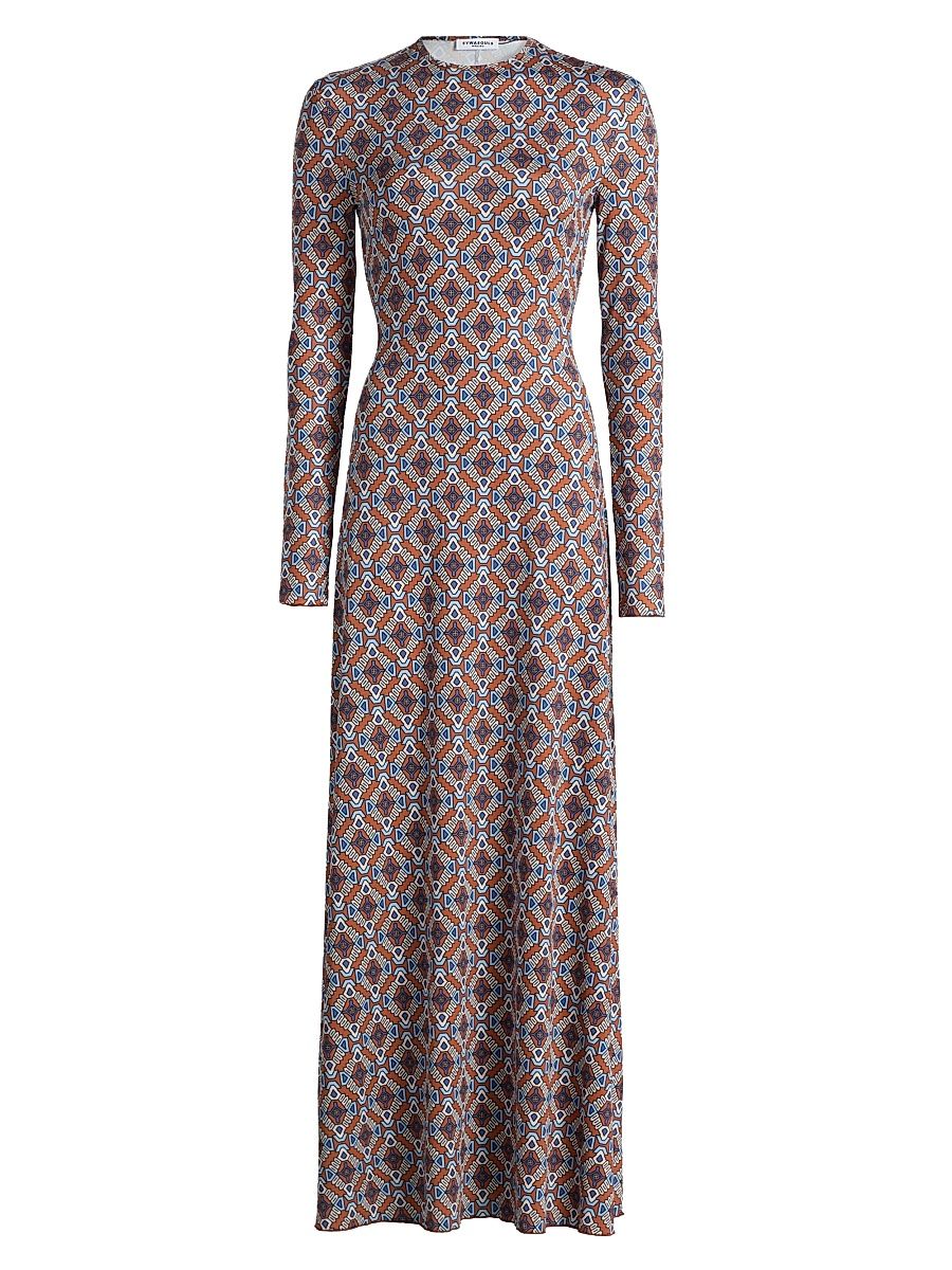 Women's Sam Printed Long-Sleeve Maxi-Dress - Sienna Tile - Size XL