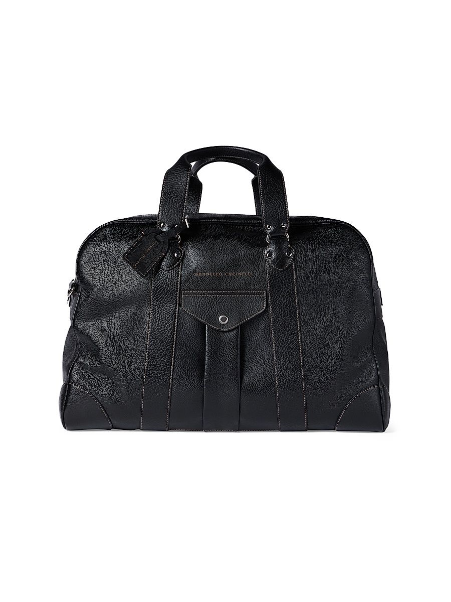 Men's Grained Calfskin Street Bag - Black