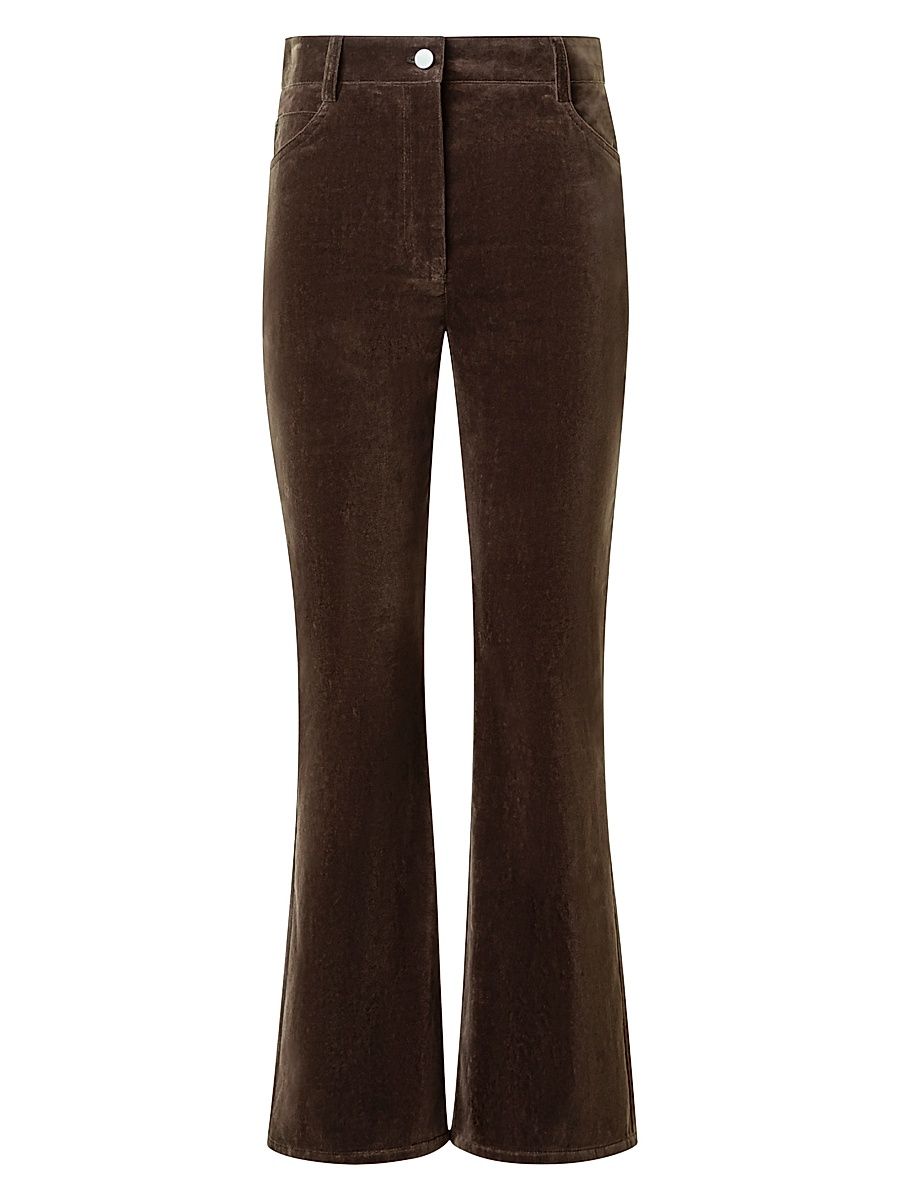 Women's Cali Velvet Boot-Cut Crop Pants - Bark - Size 14
