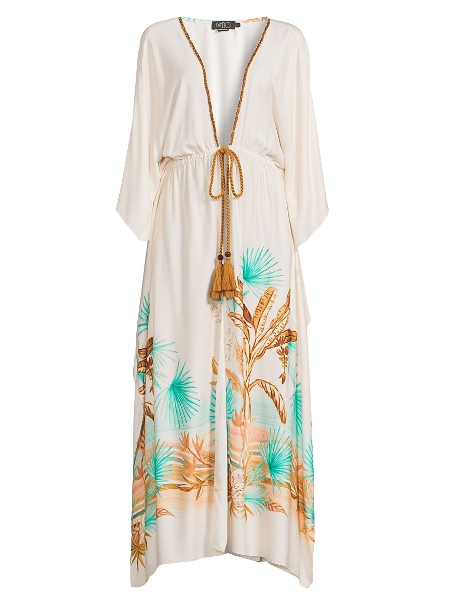 Women's Bananeira Tropical Long Coverup - Beige - Size Small