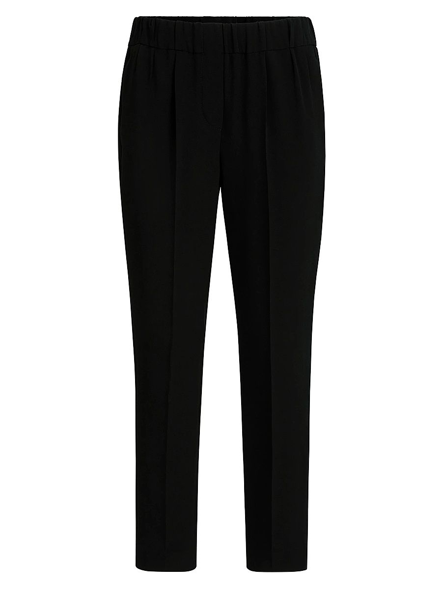 Women's Silk and Acetate Crêpe Cady Tailored Jogger Trousers - Black - Size 0