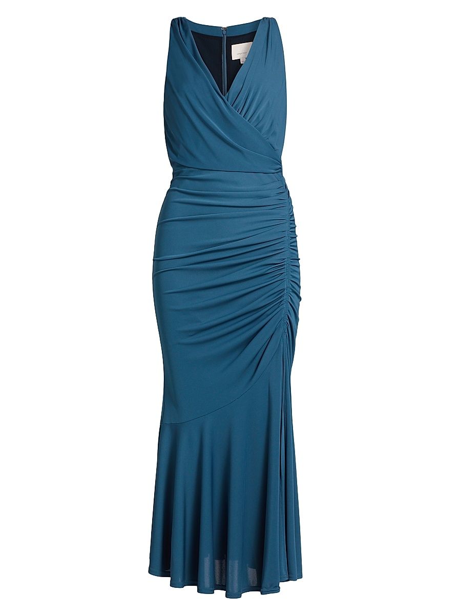 Women's Mika Surplice Ruched Midi Dress - Midnight Rain - Size 4