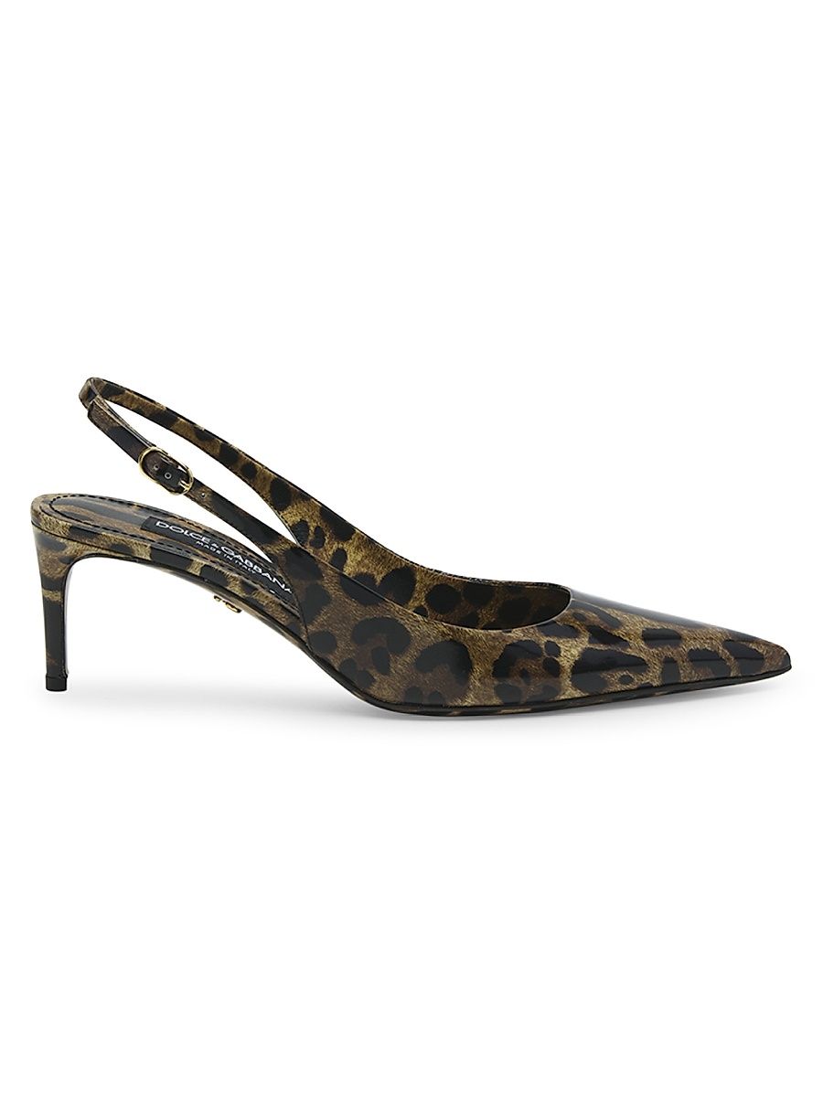 Women's 60MM Leopard-Print Patent Leather Pumps - Leopard - Size 9