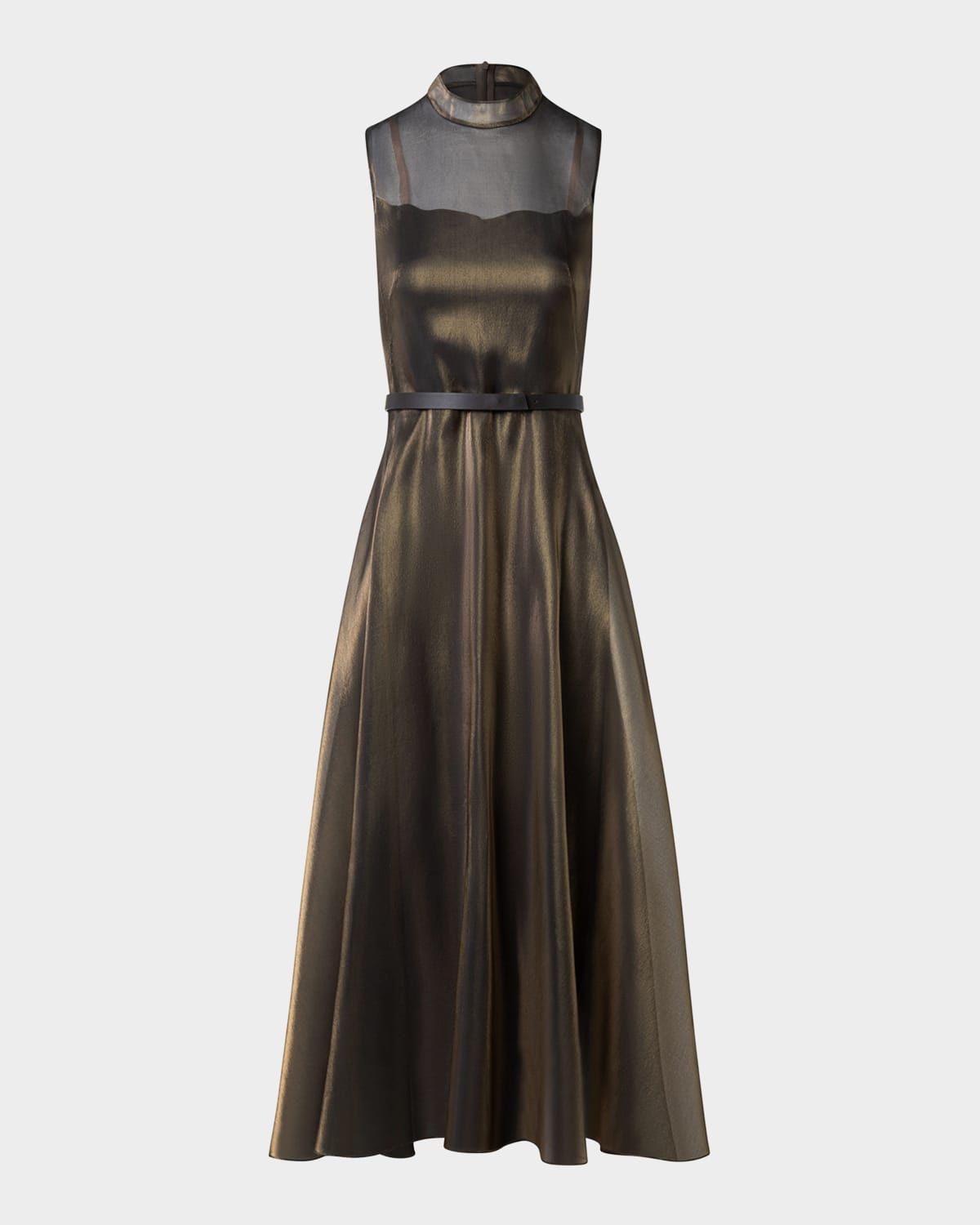 Metallic Organza Sleeveless Midi Dress