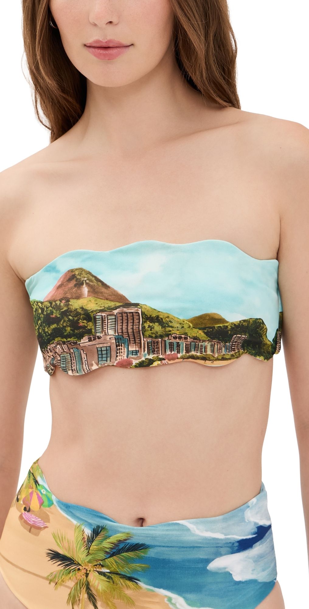 FARM Rio Copacabana Beach Bandeau Bikini Top Copacabana Beach Multi M