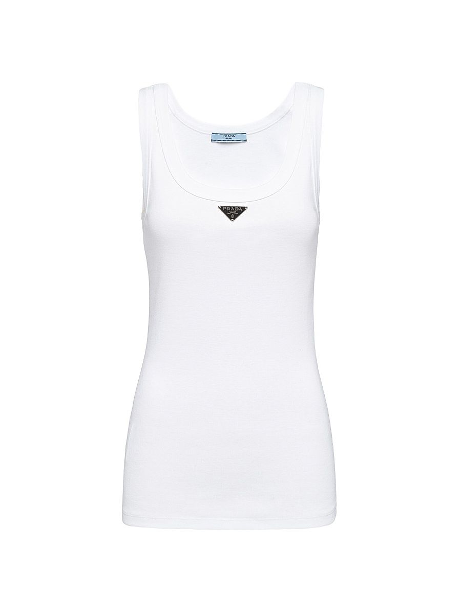 Women's Ribbed Knit Jersey Tank Top - White - Size 10