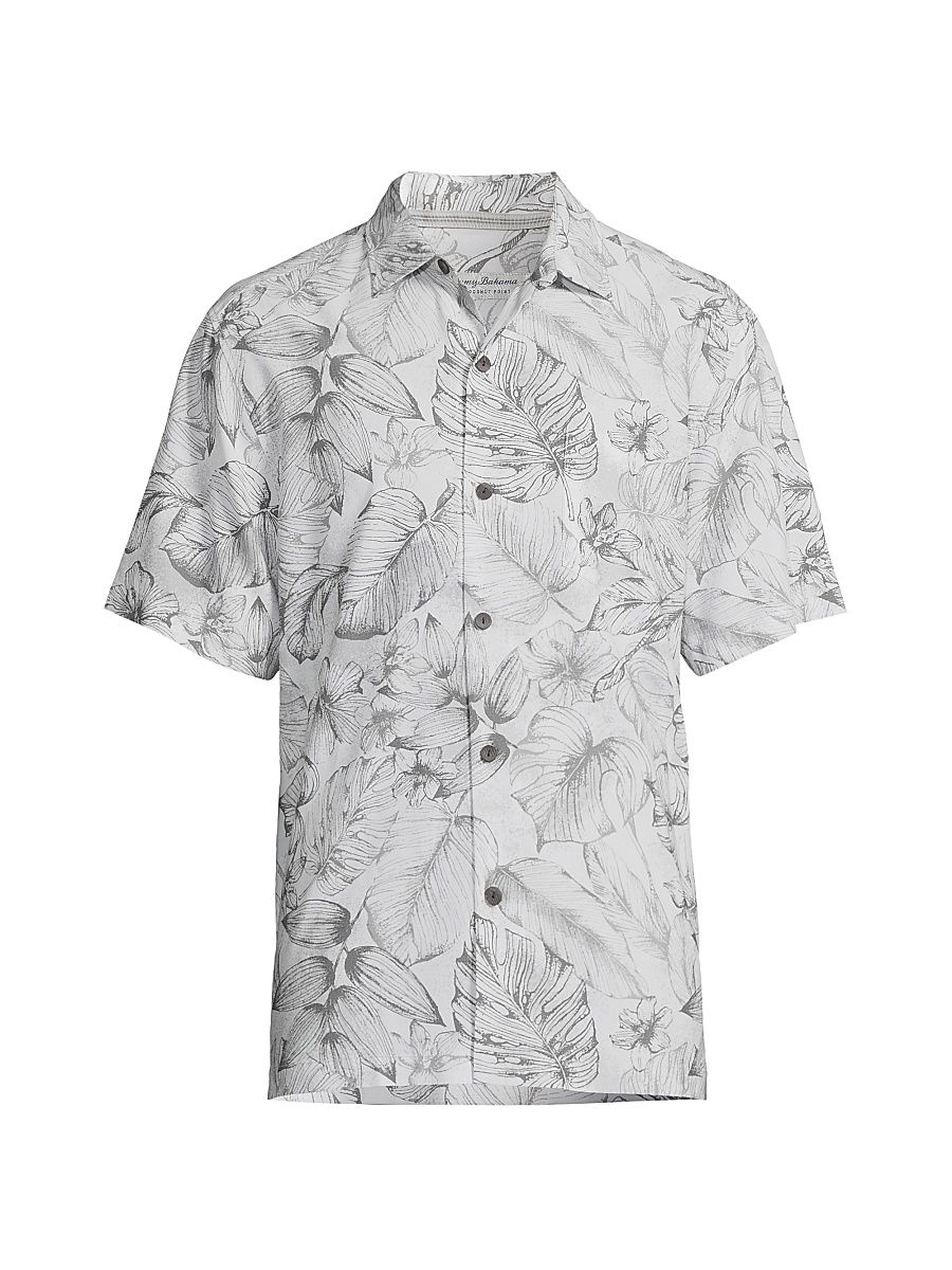 Men's Coastal Cool Frond Escape Shirt - Light Grey - Size Large