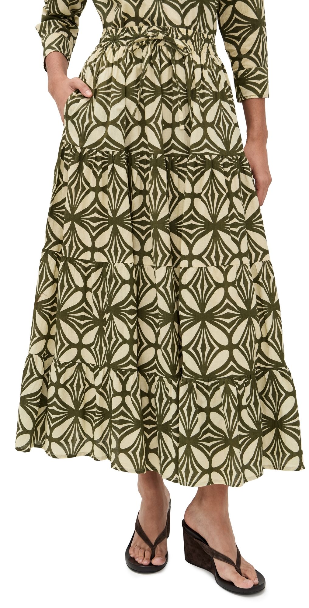 Guadalupe Design Charlotte Long Skirt Green XS