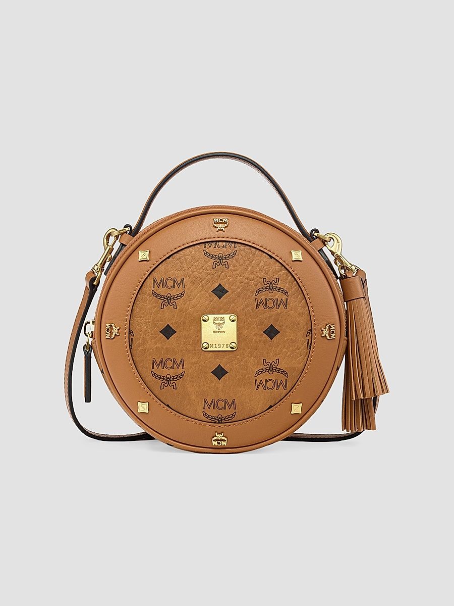 Women's Pina Faux Visetos Leather Crossbody Bag - Cognac