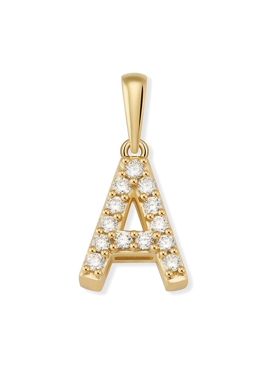 Women's 14K Yellow Gold Luxe Letter Diamond Initial Pendant Charm - Letter X Gold