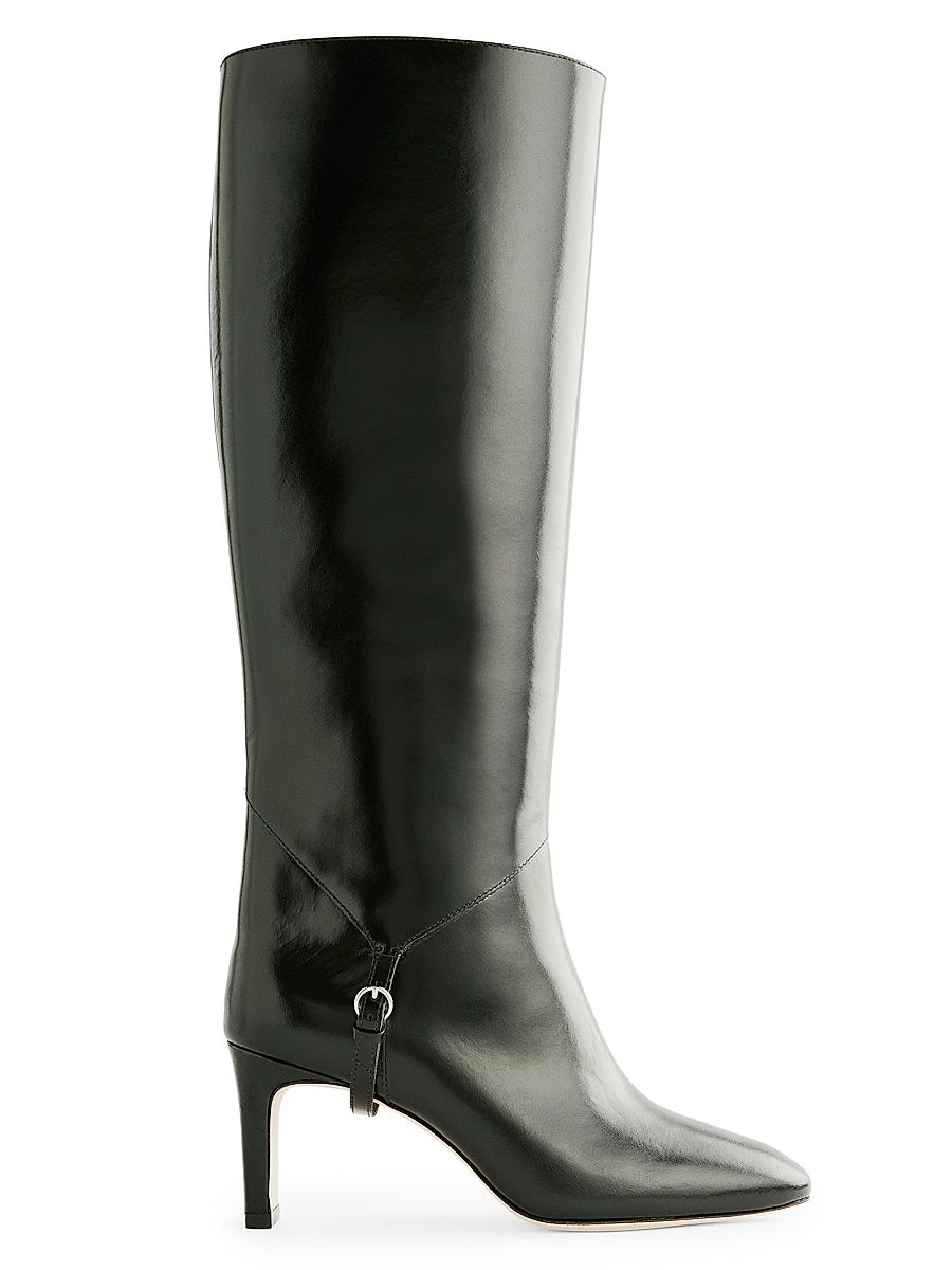 Women's Gaelle 75MM Leather Knee-High Boots - Black Leather - Size 10