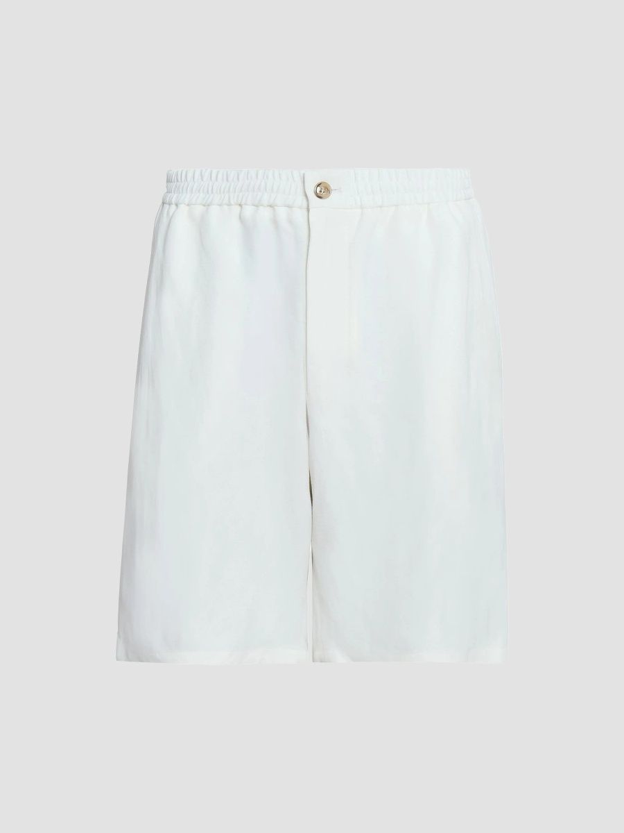 AMI Paris Men's Linen-Blend Shorts - Blanc Creme - Size Small