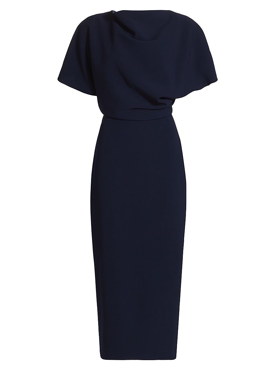 Women's Draped Crêpe Cocktail Dress - Navy - Size 16