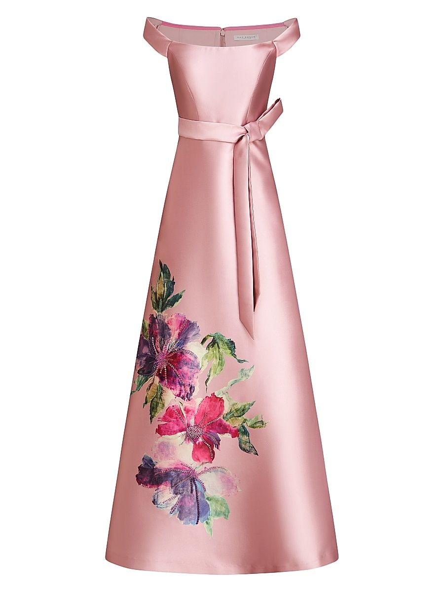 Women's Kitri Mikado Taffeta Fit & Flare Gown - Woodrose Multi - Size 8